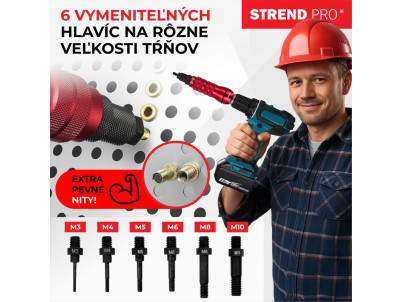 Nadstavec na vŕtačku Strend Pro Premium, 1/4", M3 - M10, nitovací, pre maticové nity, v kufri Nadstavec na vŕtačku Strend Pro Premium, 1/4", M3 - M10, nitovací, pre maticové nity, v kufri
