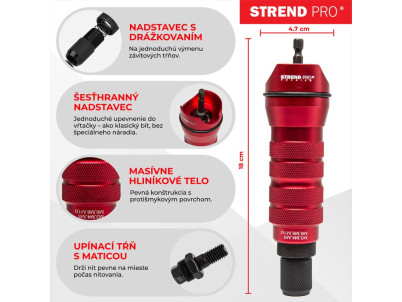 Nadstavec na vŕtačku Strend Pro Premium, 1/4", M3 - M10, nitovací, pre maticové nity, v kufri Nadstavec na vŕtačku Strend Pro Premium, 1/4", M3 - M10, nitovací, pre maticové nity, v kufri
