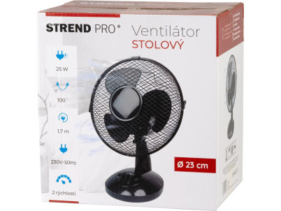 Ventilátor Strend Pro, stolový, čierny, 34 cm, 25 W
