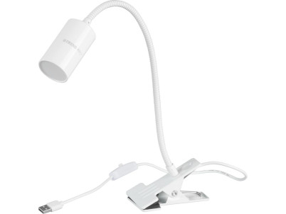 Lampa Strend Pro, stolná, s klipsou na uchytenie, Alu, biela, USB, 41 cm