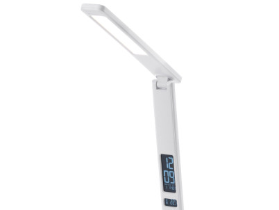 Lampa Strend Pro, stolná, LED, bezdrôtové nabíjanie, voľba intenzity svetla, s displejom, hodiny, budík, teplomer, 4 W, biela