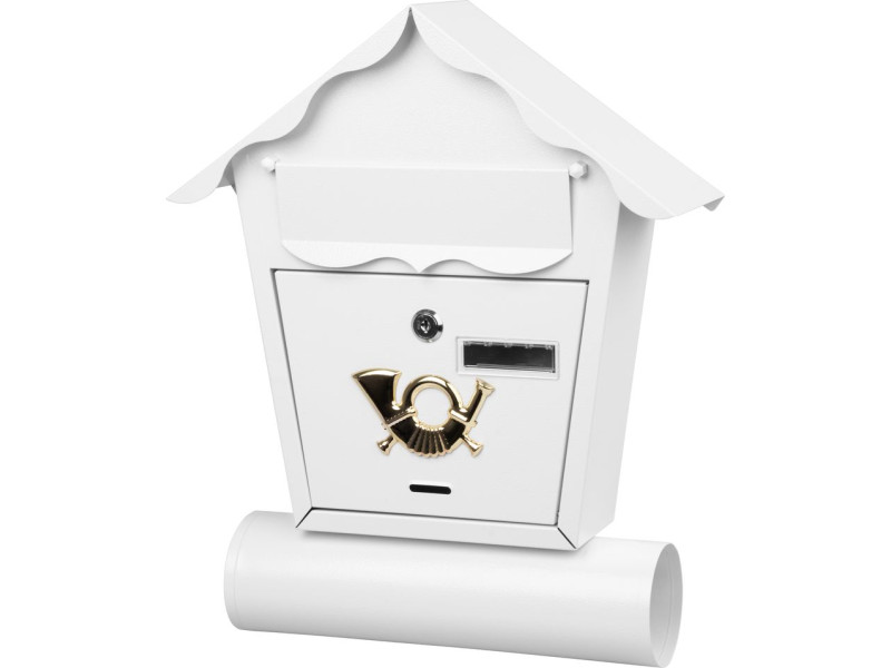 Schránka NESTOR, 370x100x440 mm, poštová, s rúrou na noviny, biela Schránka NESTOR, 370x100x440 mm, poštová, s rúrou na noviny, biela