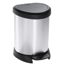 Kôš Curver® DECO BIN 5 lit., strieborný/čierny, na odpad, s pedálom