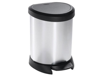 Kôš Curver® DECO BIN 5 lit., strieborný/čierny, na odpad, s pedálom