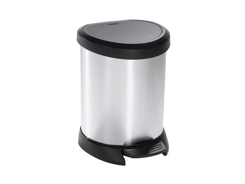 Kôš Curver® DECO BIN 5 lit., strieborný/čierny, na odpad, s pedálom
