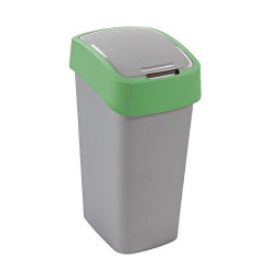 Kôš Curver® FLIP BIN 9 lit., šedostrieborný/zelený, na odpad