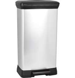 Kôš Curver® DECO PEDAL BIN, 50 lit., 39x29x73 cm, čierny/strieborný, na odpad, s pedálom