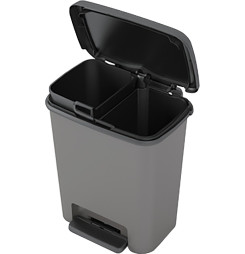 Kôš KIS Compatta recycling, 2x 11 lit., čierny/sivý, 28x38x43 cm, na odpad, s pedálom