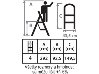 Schodíky Strend Pro LFT160 4 stupienkové stupadlo, oceľové, EN14183, nosn. 150 kg