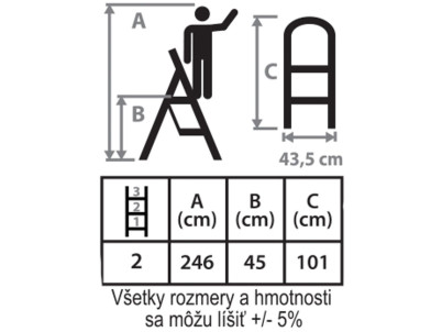 Schodíky Strend Pro LFT105 2 stupienkové stupadlo, oceľové, EN14183, nosn. 150 kg