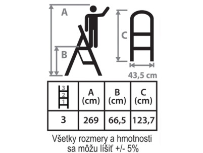 Schodíky Strend Pro LFT130 3 stupienkové stupadlo, oceľové, EN14183, nosn. 150 kg