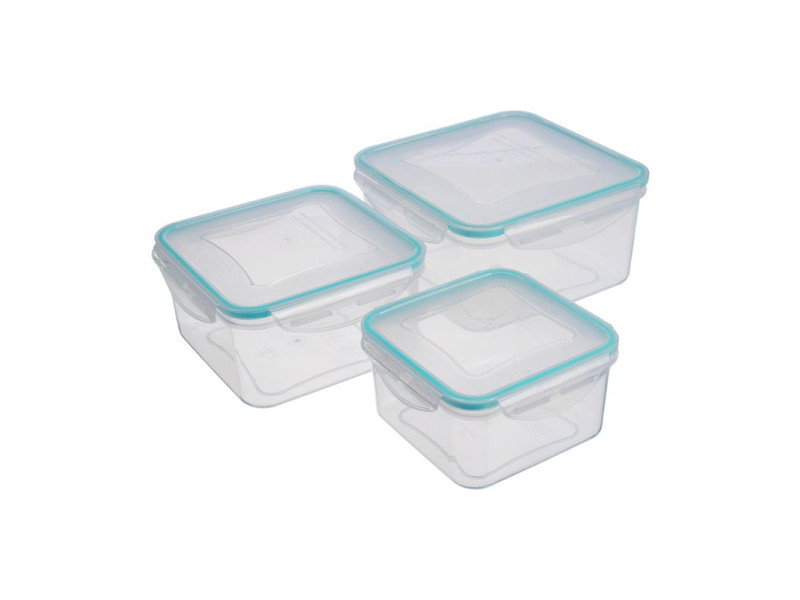Dóza MagicHome Lunchbox set MB06, sada 3 ks, 700/1200/2000 ml, štvorcové, Clip