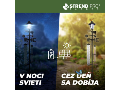 Meteostanica SWS29, 158 cm, záhradný zrážkomer, teplomer, solárna lampa, smer vetra