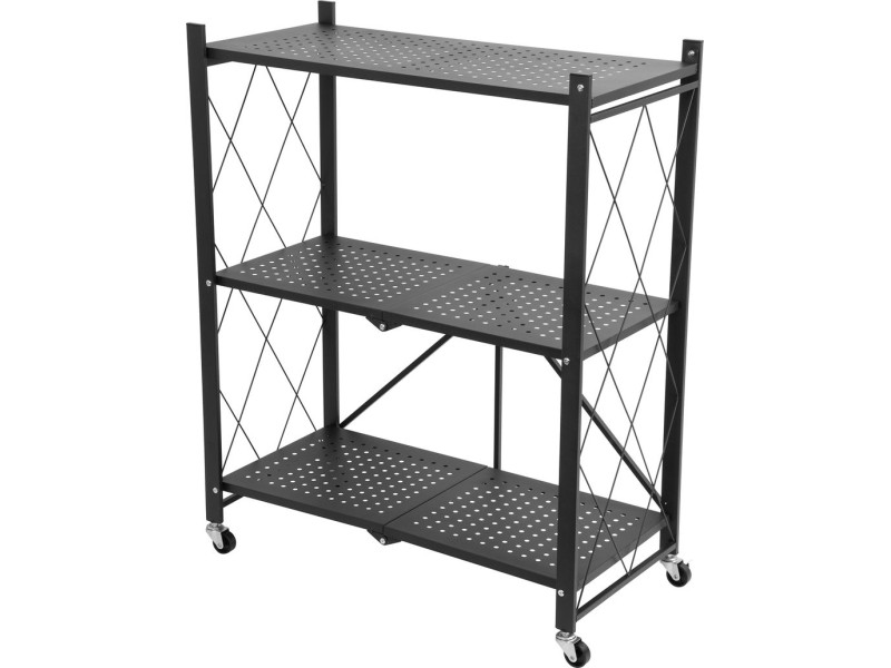 Regál Racks RAW3T, kovový, 3 police, 0870x720x340 mm, max. 50 kg/polica, prenosný, na kolieskach