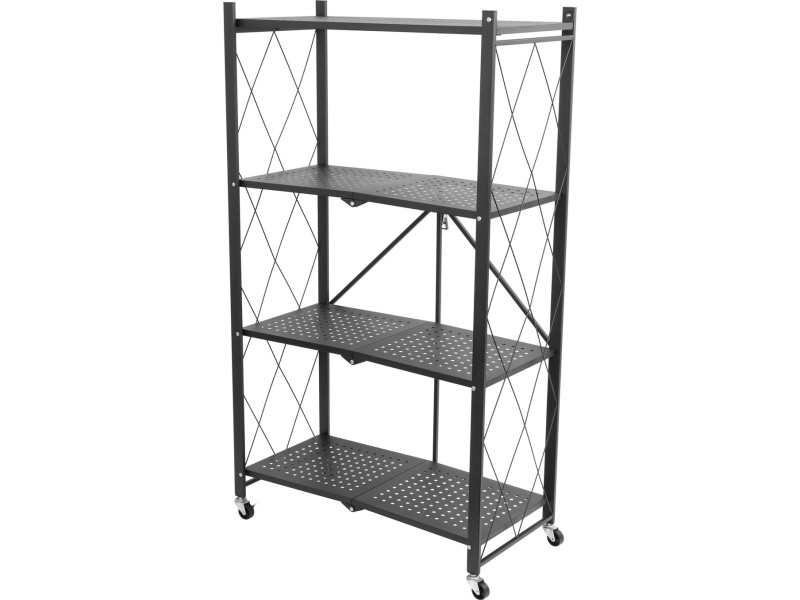 Regál Racks RAW4T, kovový, 4 police, 1270x720x340 mm, max. 50 kg/polica, prenosný, na kolieskach