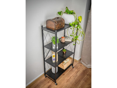 Regál Racks RAW4T, kovový, 4 police, 1270x720x340 mm, max. 50 kg/polica, prenosný, na kolieskach
