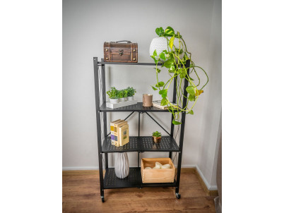 Regál Racks RAW4T, kovový, 4 police, 1270x720x340 mm, max. 50 kg/polica, prenosný, na kolieskach