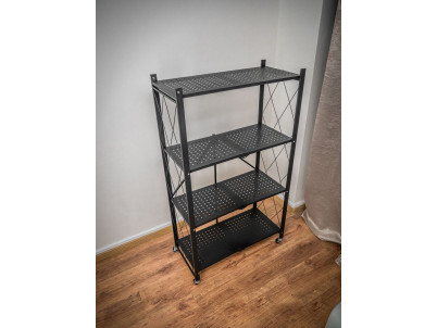 Regál Racks RAW4T, kovový, 4 police, 1270x720x340 mm, max. 50 kg/polica, prenosný, na kolieskach