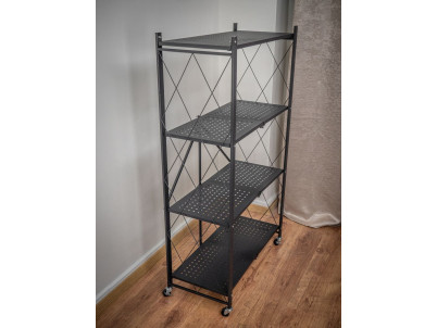 Regál Racks RAW4T, kovový, 4 police, 1270x720x340 mm, max. 50 kg/polica, prenosný, na kolieskach