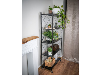 Regál Racks RAW5T, kovový, 5 police, 1630x720x340 mm, max. 50 kg/polica, prenosný, na kolieskach