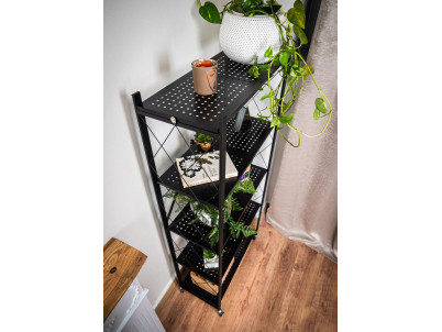 Regál Racks RAW5T, kovový, 5 police, 1630x720x340 mm, max. 50 kg/polica, prenosný, na kolieskach