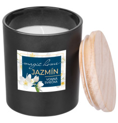 Sviečka MagicHome, 8x11,3 cm, matné sklo, vonná, jazmín, čierna