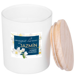 Sviečka MagicHome, 8x11,3 cm, matné sklo, vonná, jazmín, biela