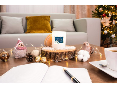 Sviečka MagicHome, 8x11,3 cm, matné sklo, vonná, jazmín, biela