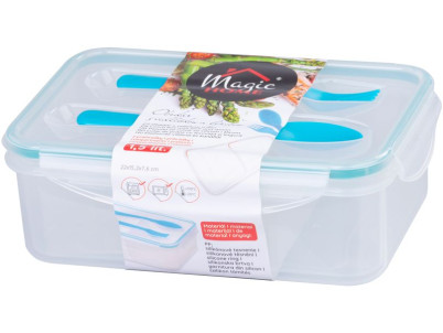 Obedár MagicHome, hranatý, s vidličkou a lyžicou, 2 priehradky, 1500 ml, 22x15,2x7,6 cm Obedár MagicHome, hranatý, s vidličkou a lyžicou, 2 priehradky, 1500 ml, 22x15,2x7,6 cm