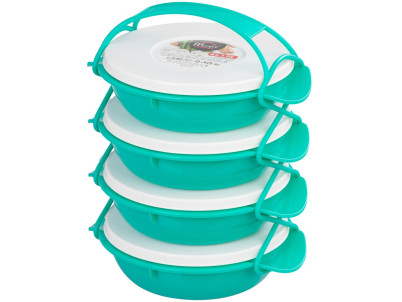 Obedár MagicHome, okrúhly, 4 dielny, farebný, 4x 1000 ml, 22,4x20,5x29,5 cm Obedár MagicHome, okrúhly, 4 dielny, farebný, 4x 1000 ml, 22,4x20,5x29,5 cm