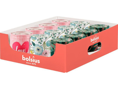 Sviečka Bolsius Star.glas Love, 82/68 mm, v skle, Sellbox 12 ks