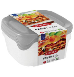 Dóza Curver® Set Square, sada 3 ks, 800 ml, mix farieb mint/sivá/broskyňová, 155x155x110 mm