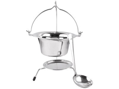 Servírovacia sada MagicHome, 800 ml, nerez, mini kotlík so stojanom a naberačkou Servírovacia sada MagicHome, 800 ml, nerez, mini kotlík so stojanom a naberačkou