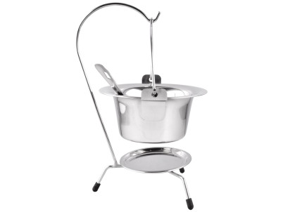 Servírovacia sada MagicHome, 800 ml, nerez, mini kotlík so stojanom a naberačkou Servírovacia sada MagicHome, 800 ml, nerez, mini kotlík so stojanom a naberačkou