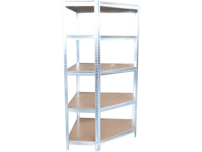 Regál Racks RAT80, do kúta, rohový, kovový, MDF, 5 políc, 180x90x40 cm, max. 150 kg/polica