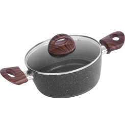 Hrniec MagicHome Black Marble Line, 20 cm, 2200 ml, s pokrievkou
