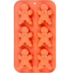 Forma MagicHome, na pečenie, vianoce, silikón, 6 kusov postavičky perníček, 29,5x17,5x2,7 cm