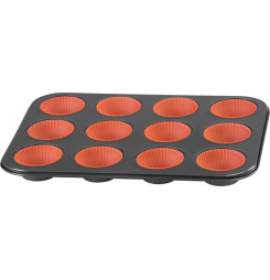 Forma MagicHome, na pečenie, na 12 muffinov, plech, so silikónovými formami, 35x26,5x3 cm