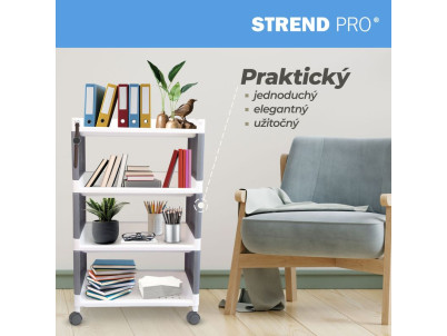 Regál MagicHome Rolly, plastový, 4 police, 49x29x75,5 cm, na kolieskach