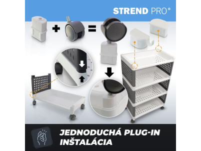 Regál MagicHome Rolly, plastový, 4 police, 49x29x75,5 cm, na kolieskach