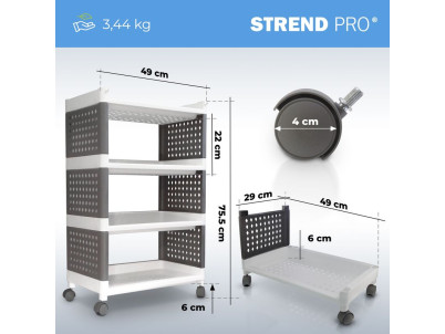 Regál MagicHome Rolly, plastový, 4 police, 49x29x75,5 cm, na kolieskach