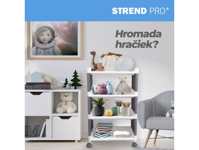 Regál MagicHome Rolly, plastový, 4 police, 49x29x75,5 cm, na kolieskach