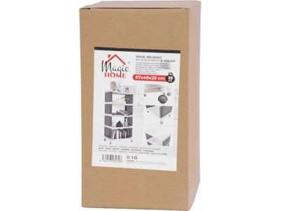 Regál MagicHome Rolly, plastový, 5 políc, 49x29x97 cm, na kolieskach