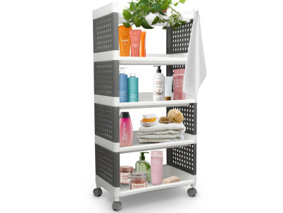 Regál MagicHome Rolly, plastový, 5 políc, 49x29x97 cm, na kolieskach