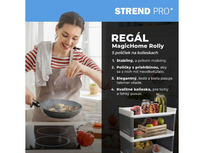 Regál MagicHome Rolly, plastový, 5 políc, 49x29x97 cm, na kolieskach