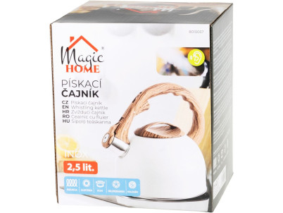 Čajník MagicHome, pískací, biely, 2500 ml
