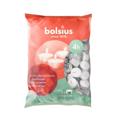 Sviečka Bolsius, čajová, 4 hod., biela, bal. 75 ks