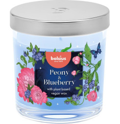 Sviečka Bolsius Floral Fusion Pivonka a Čučoriedka, vonná, 80/72 mm, v skle