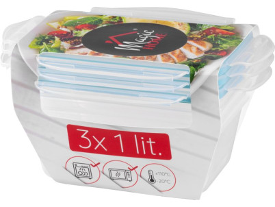 Dóza MagicHome Lunchbox set YH376, obdĺžniková, sada 3 ks, 1000 ml, 189x131x77 mm Dóza MagicHome Lunchbox set YH376, obdĺžniková, sada 3 ks, 1000 ml, 189x131x77 mm