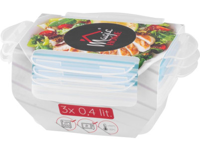 Dóza MagicHome Lunchbox set YH375, obdĺžniková, sada 3 ks, 400 ml, 162x111x51 mm Dóza MagicHome Lunchbox set YH375, obdĺžniková, sada 3 ks, 400 ml, 162x111x51 mm